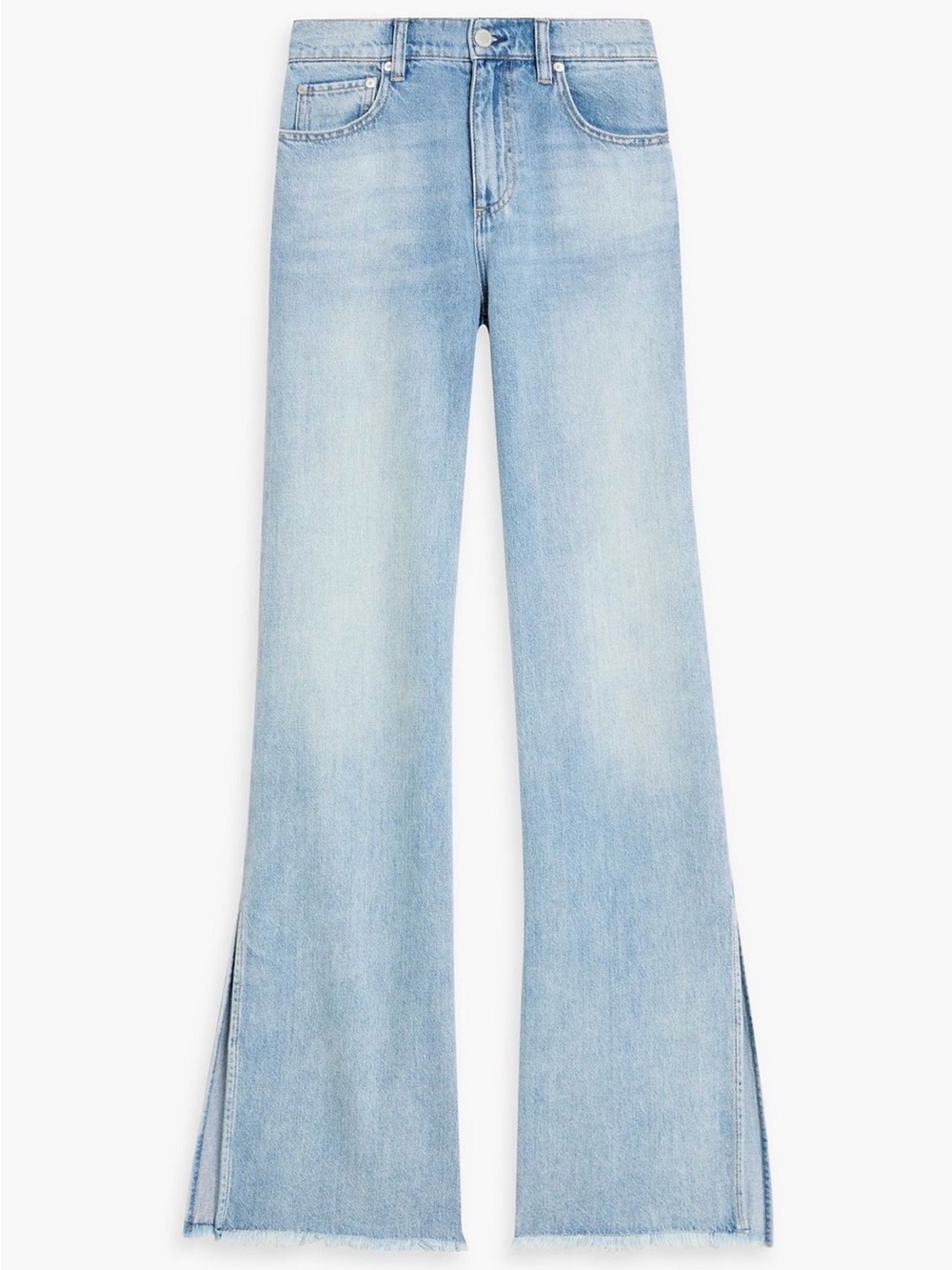 Alice and Olivia Weezy Light Wash Split-Hem Wide Leg Jeans - Women